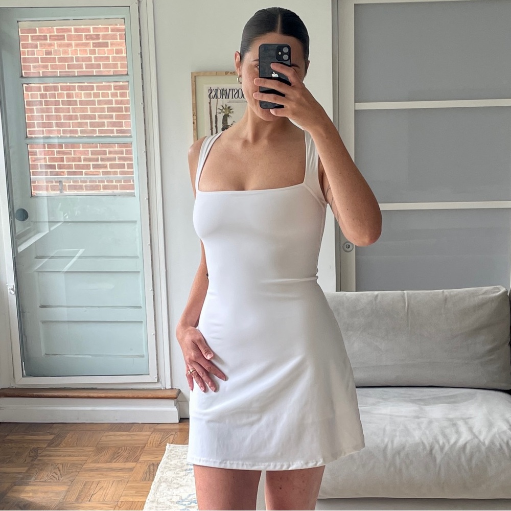 SOLD - White spandex mini dress / exercise dress | Size S